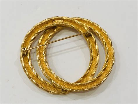 Vintage CHRISTIAN DIOR Large Textured Gold Tone Twisted 